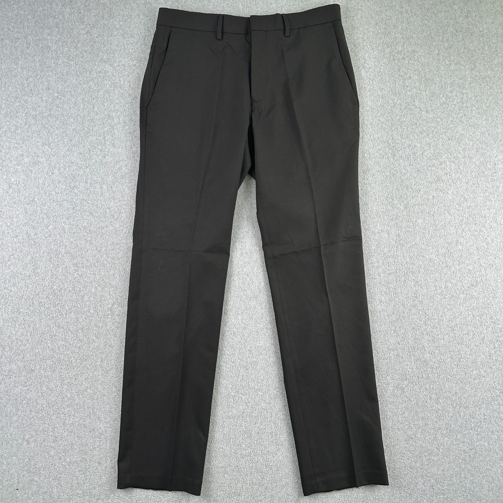 Kenneth Cole Reaction Dress Pants Mens 33x32 Brown Flat Front Slim Fit Trousers